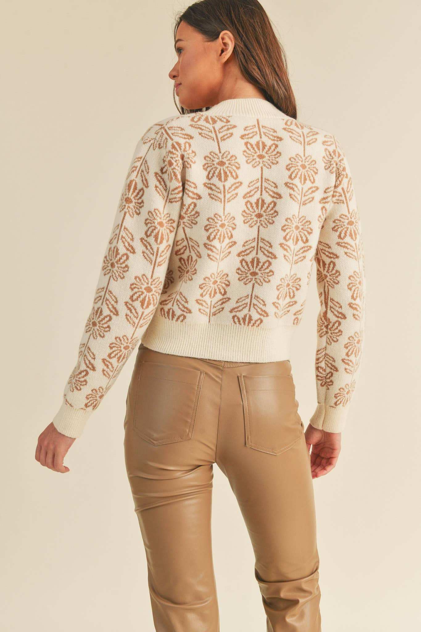 FLORAL PATTERN KNIT SWEATER MSW1336