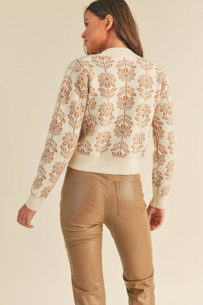 FLORAL PATTERN KNIT SWEATER MSW1336