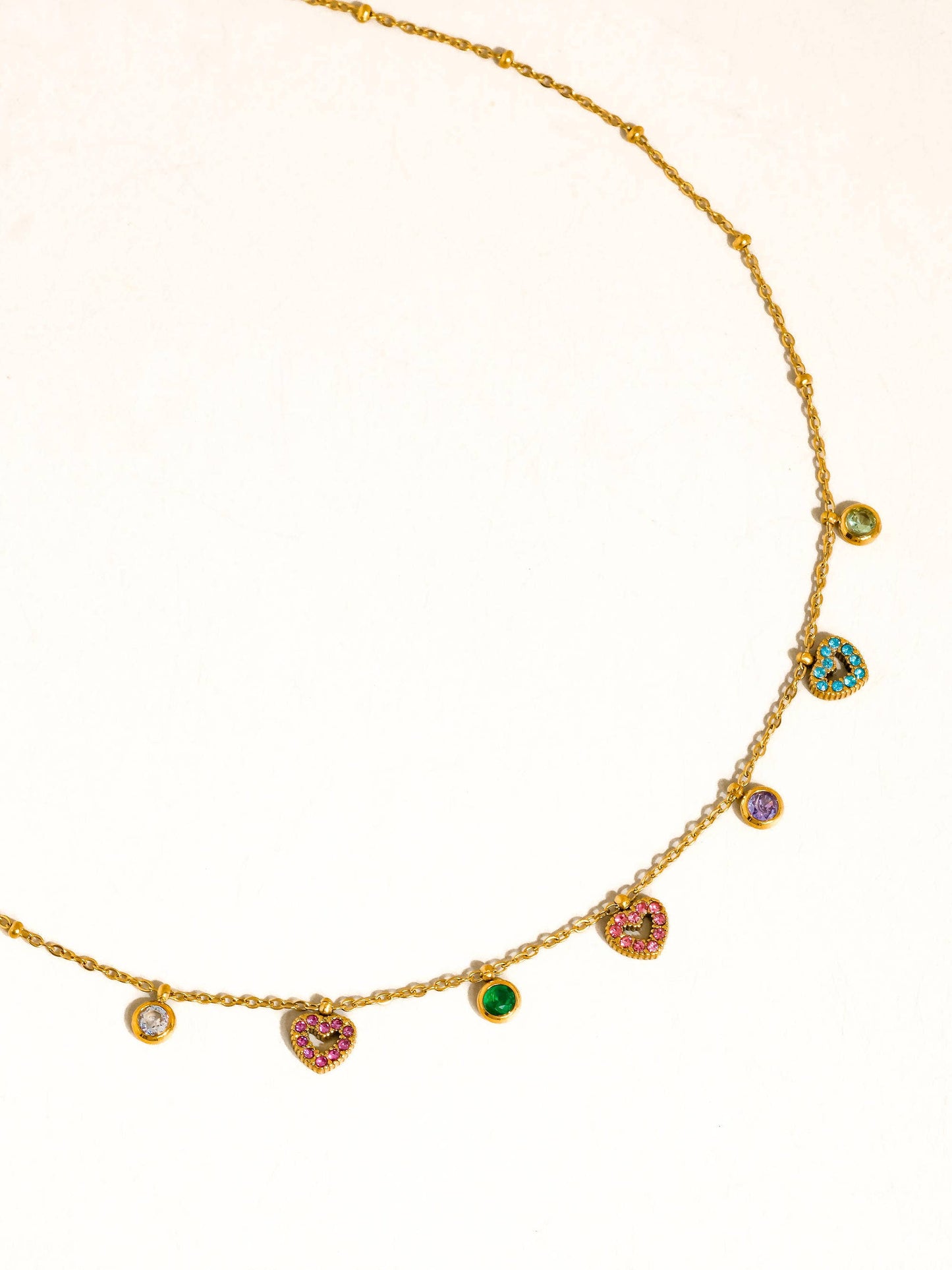 Genoa 18K Gold Non-Tarnish CZ Heart Charm Necklace