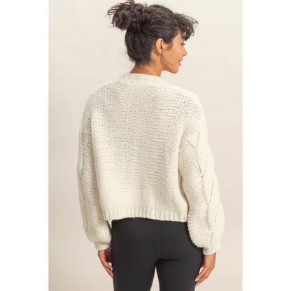 Oversized Cable Knit Open Front Cardigan Sweater