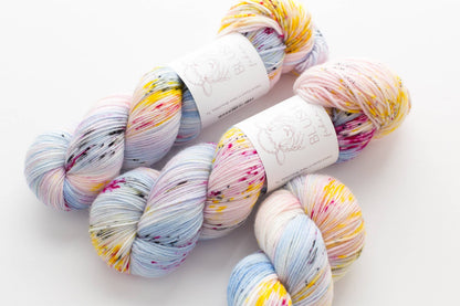 Bubblegum Graffiti Hand Dyed SW Merino Nylon Yarn Indie Dyed