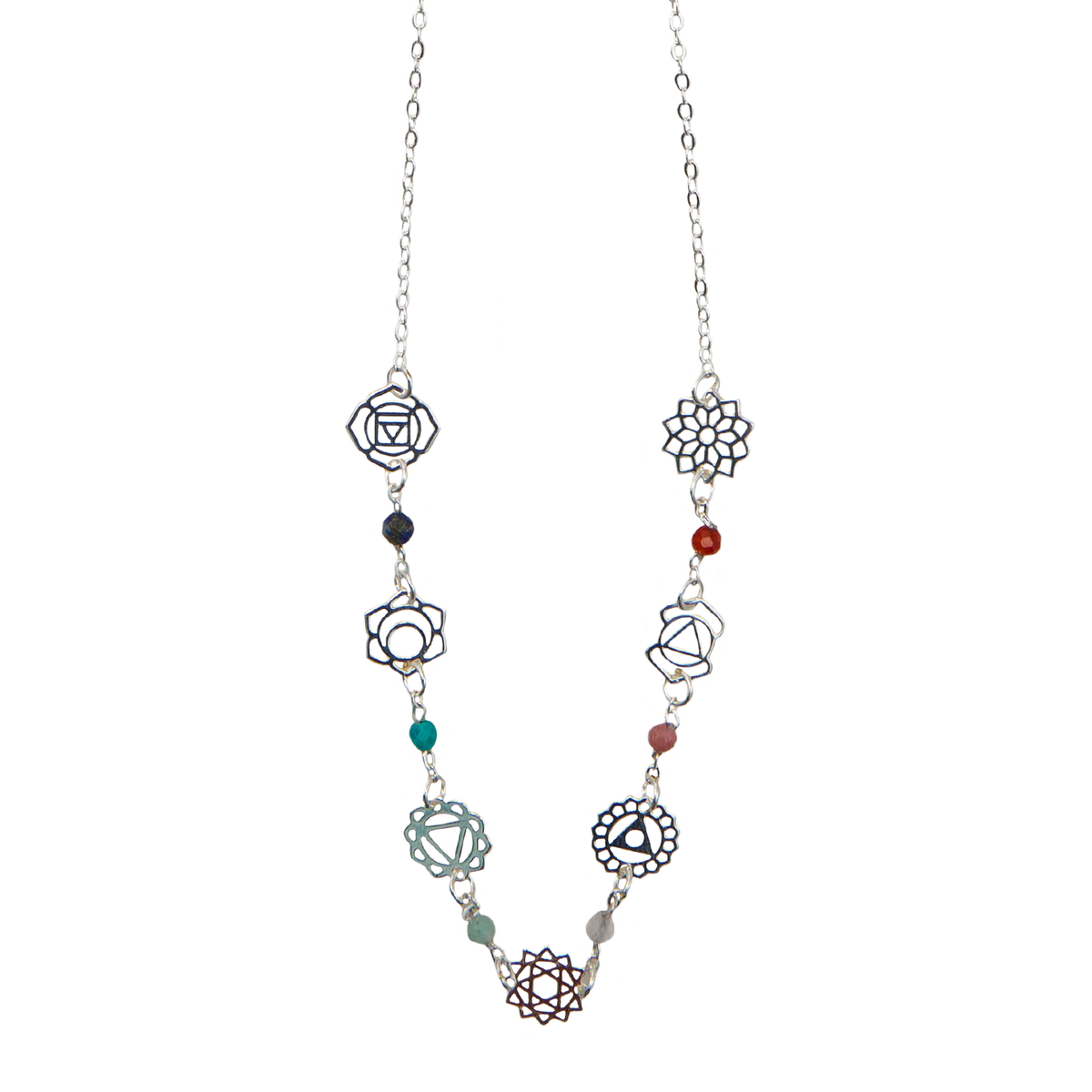 Silver Seven Chakras Healing Necklace