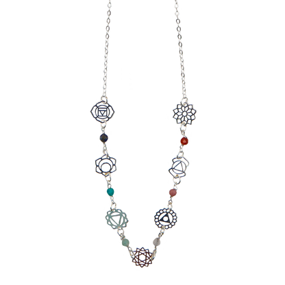 Silver Seven Chakras Healing Necklace