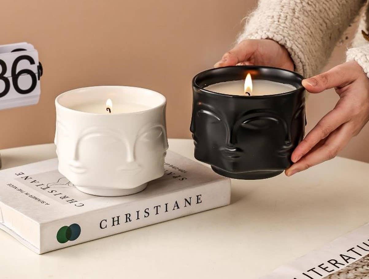 Buddha Lavender-Scented Soy Candle - White