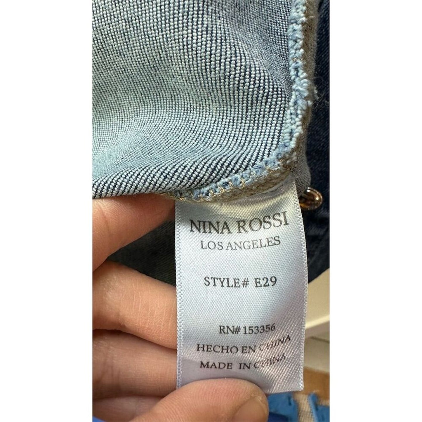 1451. Nina Rossi Women's Blue Embellished Denim jacket Size S