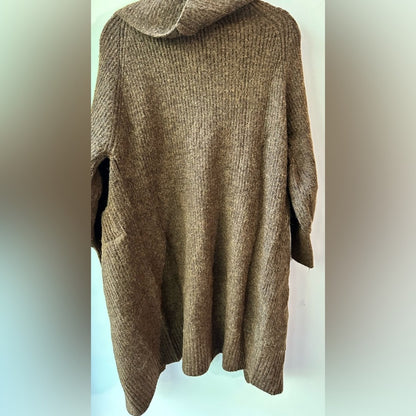 Dark Brown Open Front Longline Cardigan, Size S | 0812