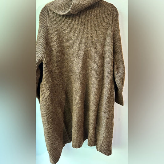 Dark Brown Open Front Longline Cardigan, Size S | 0812
