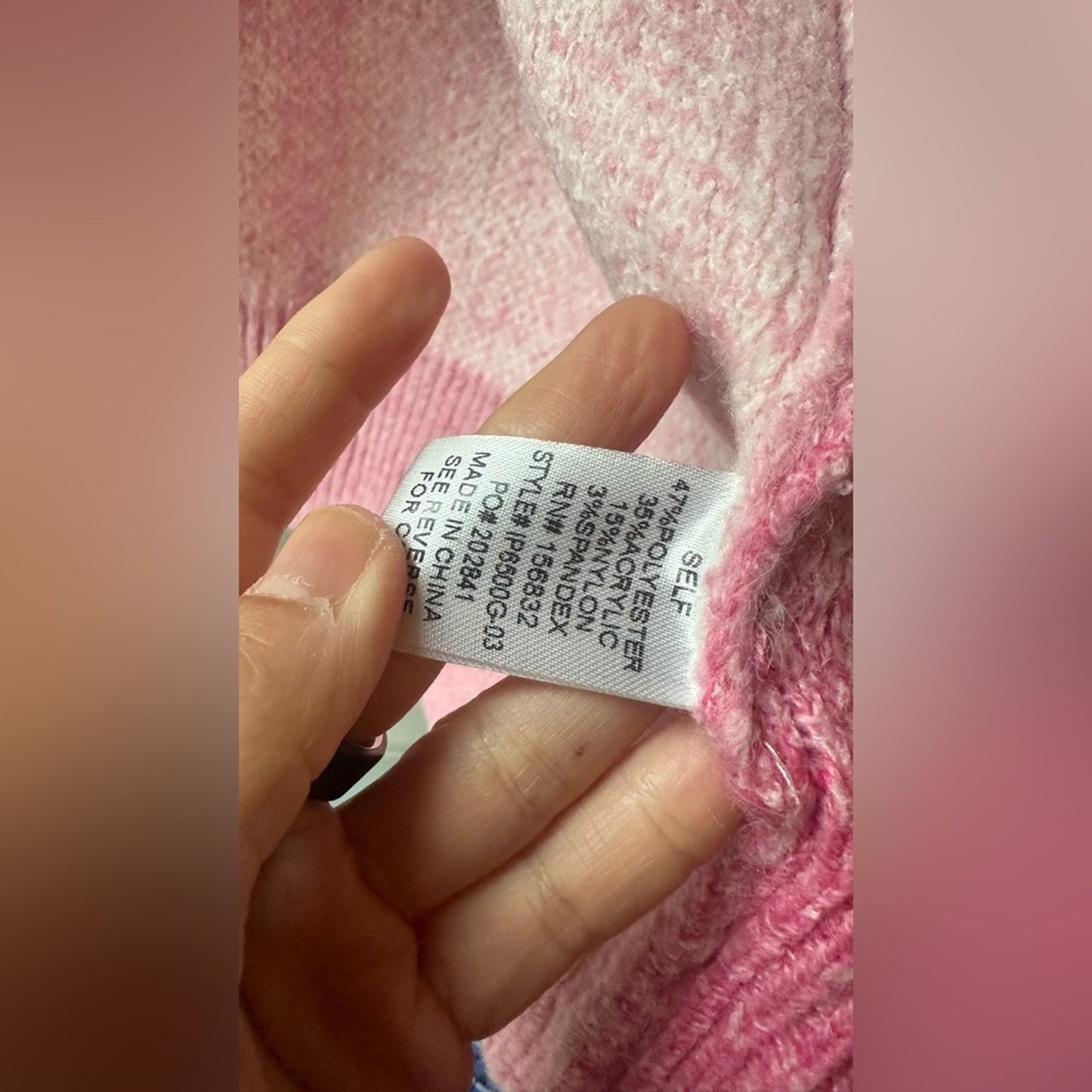 Pink Heart Print Open Front Cardigan, Size S | 1980