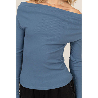 Off-The-Shoulder Ribbed Knit Top