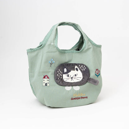 Kusuguru Japan Embroidered Climbing Cat Canvas Tote