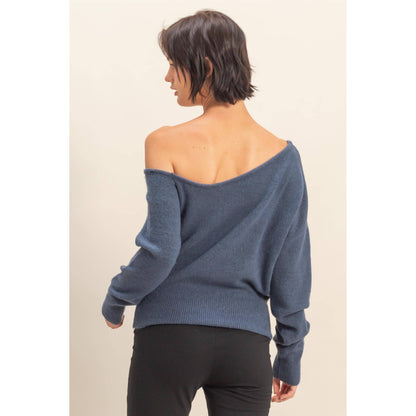 Asymmetric Off-Shoulder Sweater