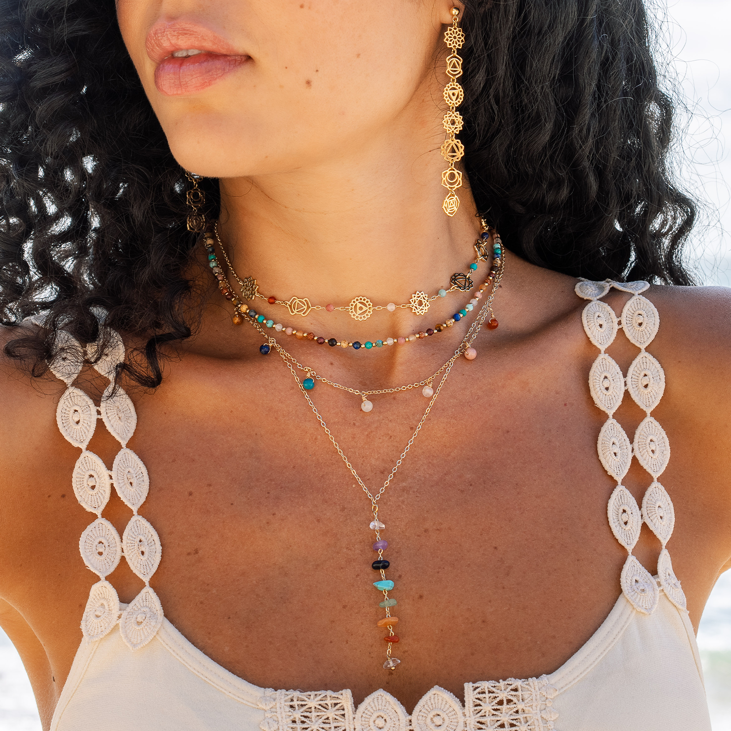 7 Chakras Healing Necklace (Gold)
