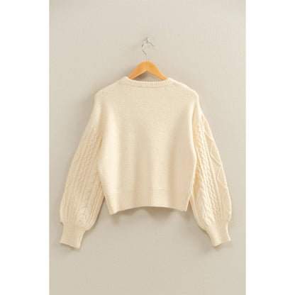 Cable Knit Balloon Sleeve Sweater