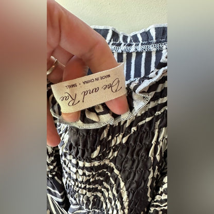 Doe & Rae, Black White Geometric Print Wide leg Jumpsuit, Size S | 0208