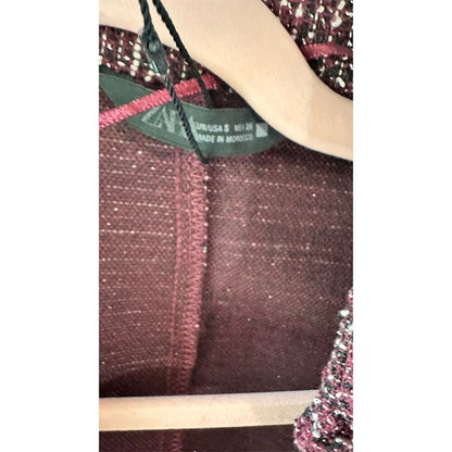 Tweed Knee Length Dress Brown Burgundy Size S