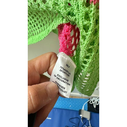 1099. BLUEVELVET Women's Colorblock Mesh Long Sleeve Top Multicolor Size S