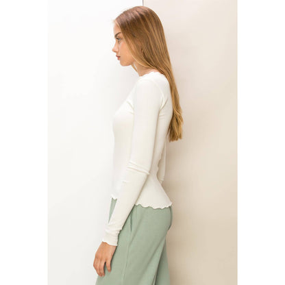 Lettuce Hem Long Sleeve Top
