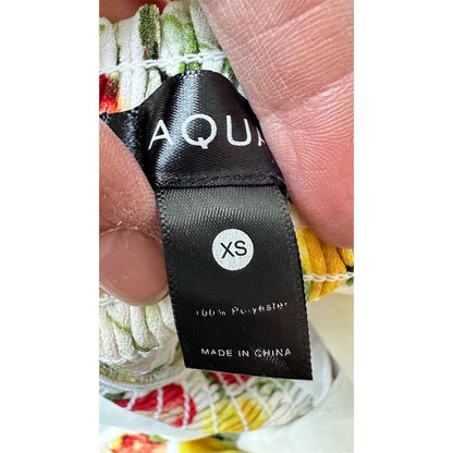 Aqua Women's XS Yellow Floral Fruit Print Midi Dress Summer Casual