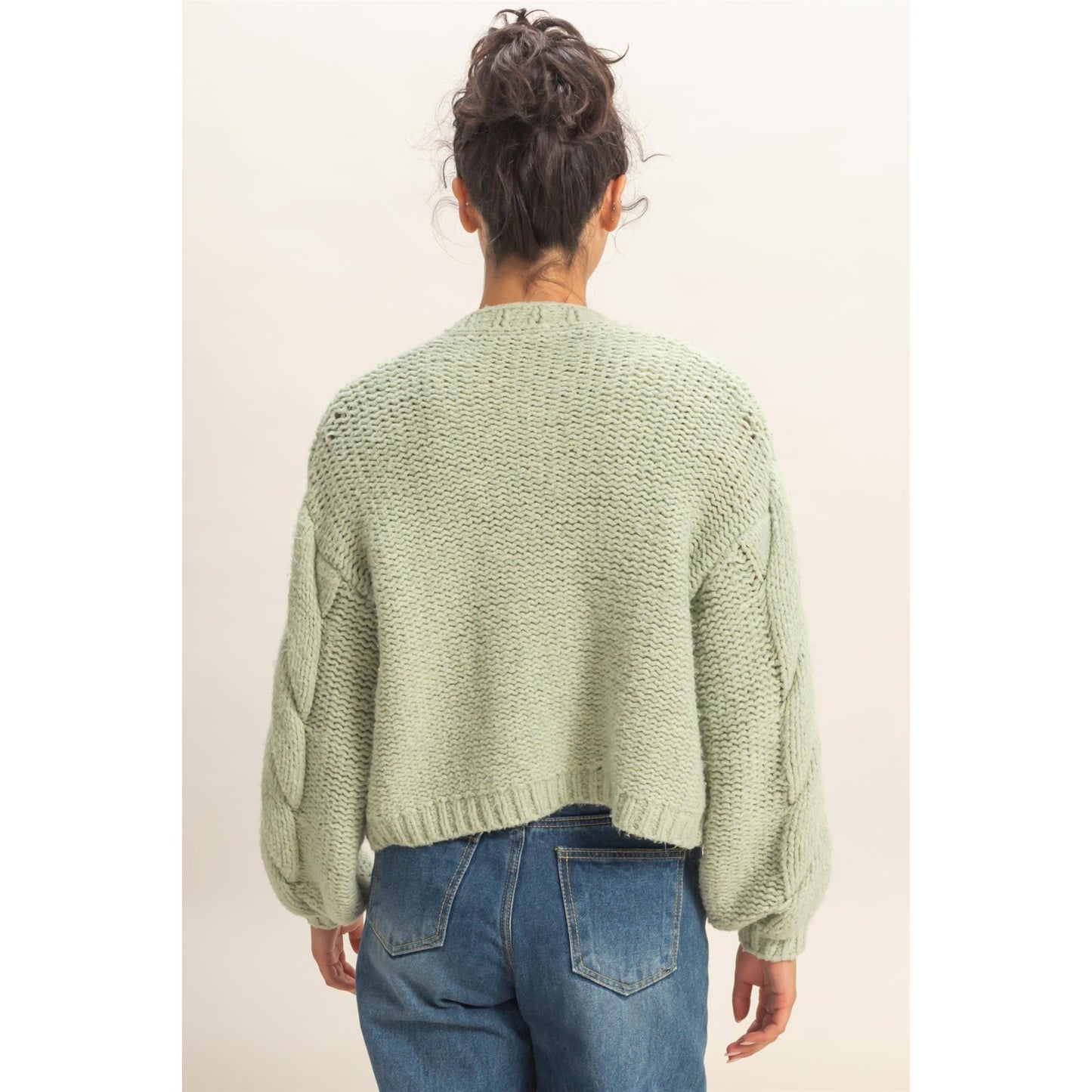 Oversized Cable Knit Open Front Cardigan Sweater