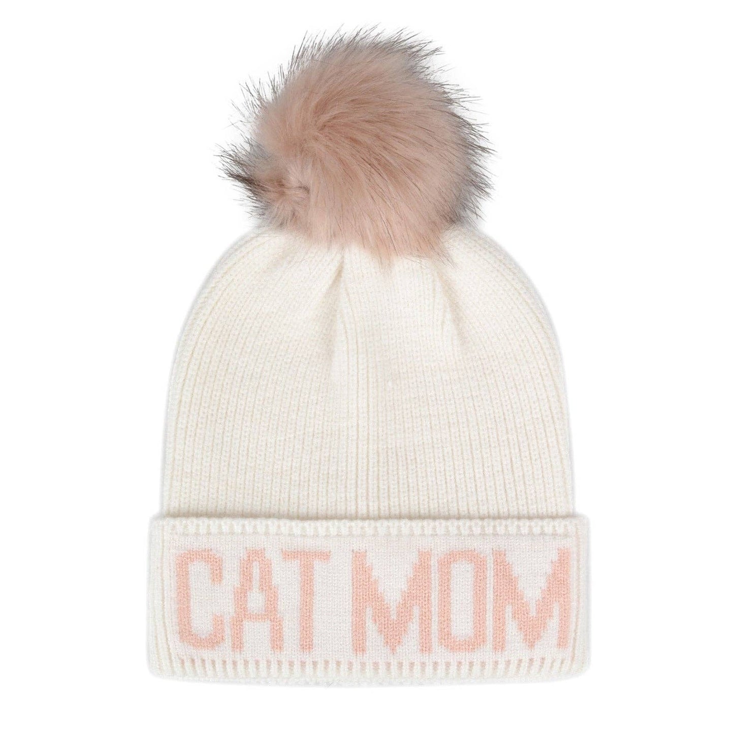 HatPhile Cat Mom PomPom Knit Beanie – Cozy Toque Stocking for Cat Lovers