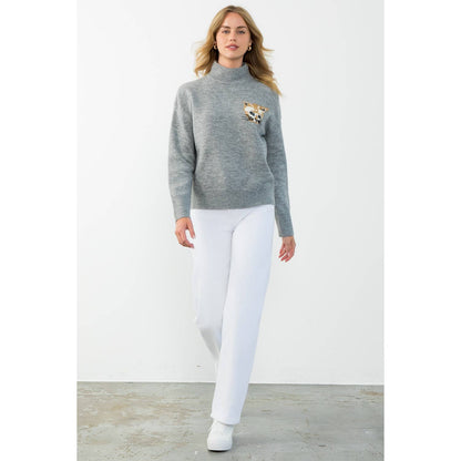 Mock Neck Knit Sweater