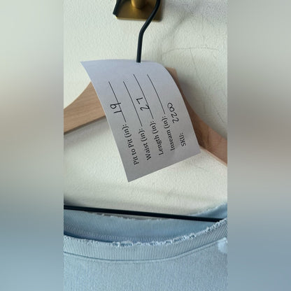 Light Blue Raw Hem Pullover, Size S | 022.  NWOT