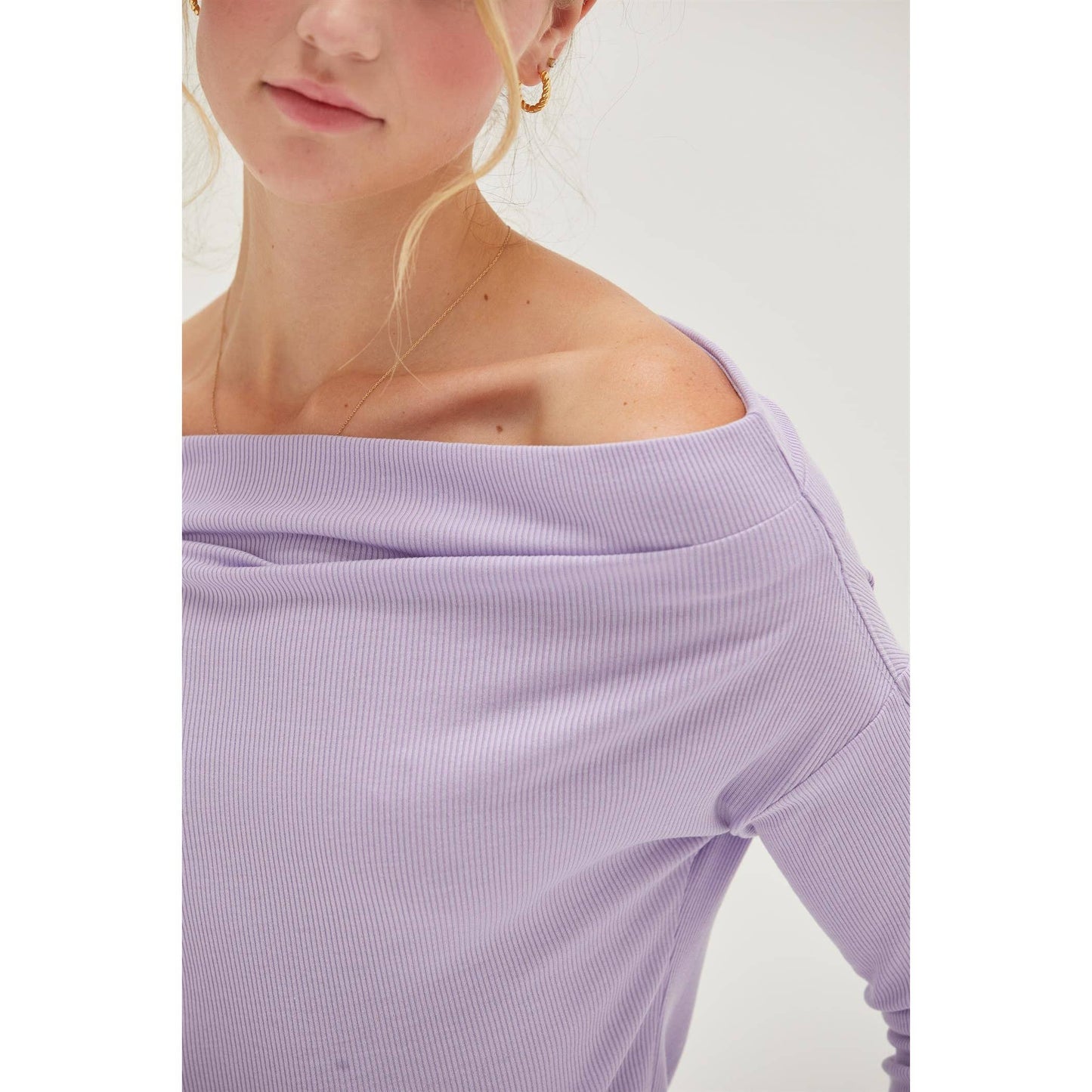 Off-The-Shoulder Ribbed Knit Top